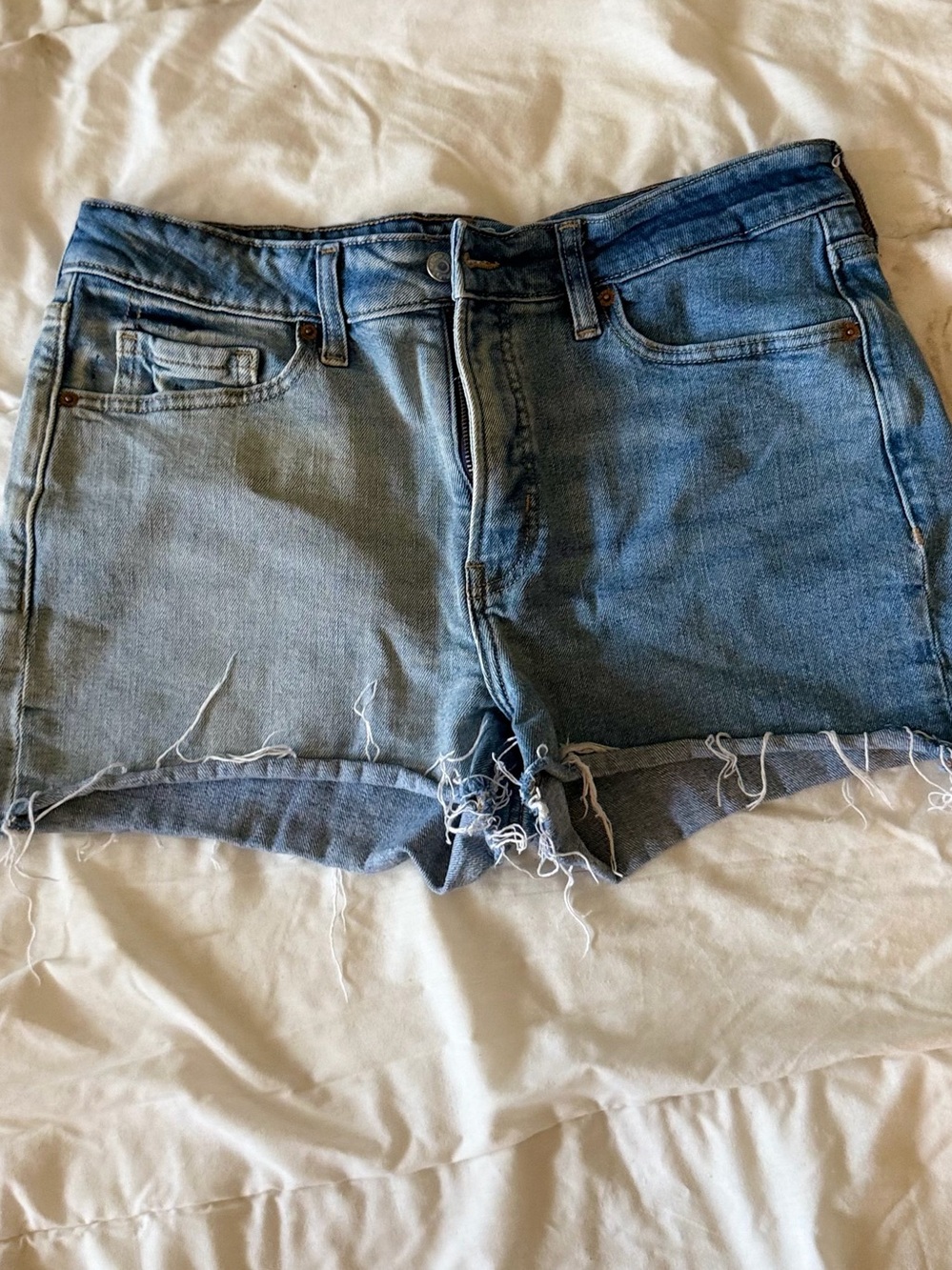 Old Navy Blue Distressed Denim Shorts with Frayed Hem